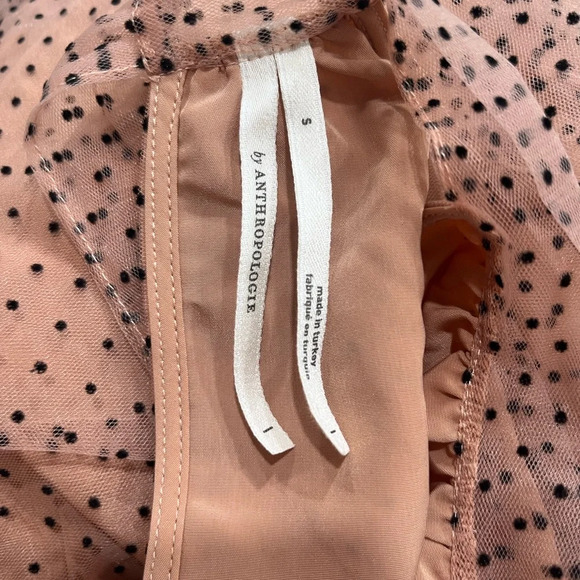 Maeve by Anthropologie Flocked Tulle polka dot nude and black Halter Top Small - Picture 5 of 6